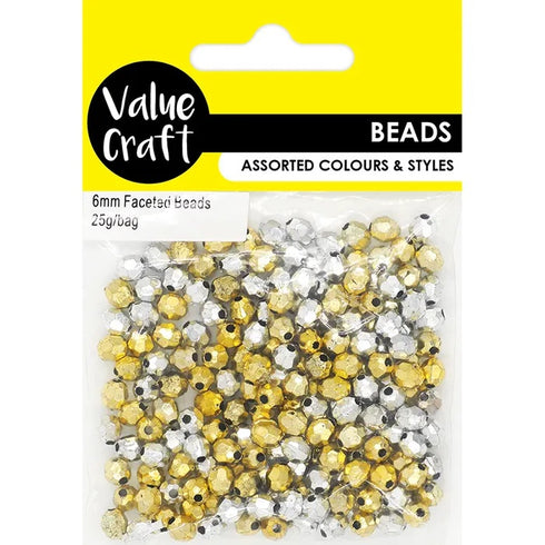 6mm Plastic Faceted Beads